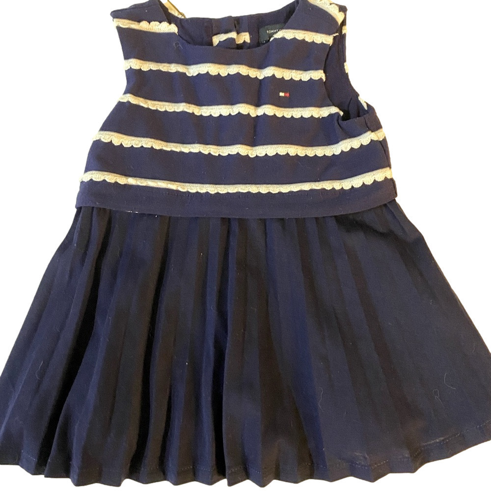 Tommy Hilfiger sleeveless tennis dress scalloped stripped 6-9 months